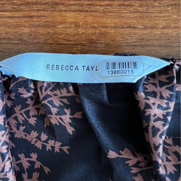Rebecca Taylor Arden Fern Silk MIDI Dress Black/Copper Colored floral print L - Picture 10 of 16